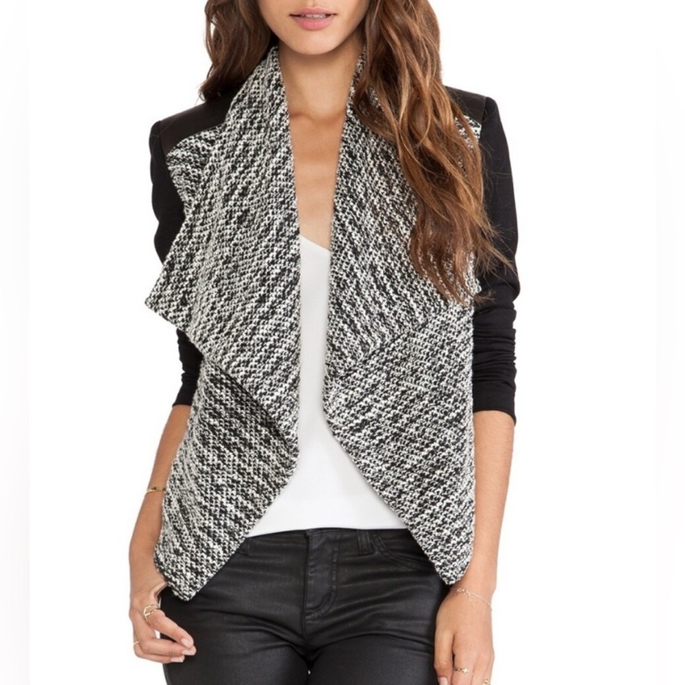 Alice + Olivia Burma Draped Lapel Jacket Black & White size 4 NWT